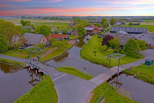 Aerial from the village Zevenhuizen in the countryside from the Netherlands