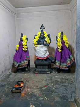 Ancient statues in the Sri Ramana Ashram in Tiruvanamalai India