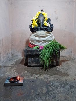 Ancient Ganesha statue in the Ramana Ashram in Tiruvanamalai India