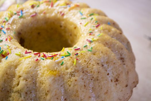 Easter yeast cake or Babka closeup. Traditional Easter cake