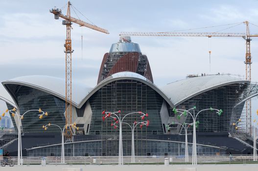 The Caspian Waterfront Mall is located on the shore of the Caspian Sea, in Azerbaijan's Baku st.