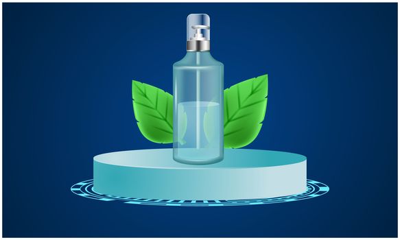 mock up illustration of sanitizer bottle on abstract background