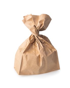 brown paper bag isolated on white background