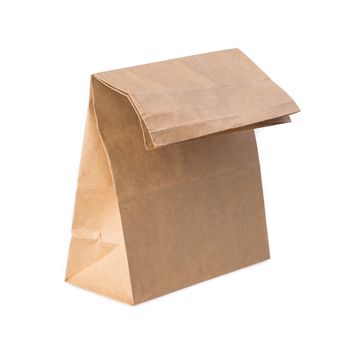 brown paper bag isolated on white background