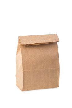 brown paper bag isolated on white background