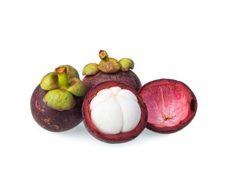 Mangosteen isolated on the white background .