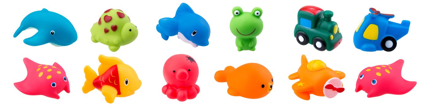 bath toys isolated on white background