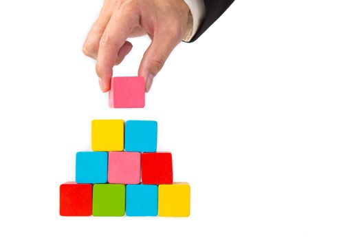 hand stacking wooden block