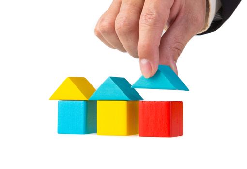 hand stacking wooden block