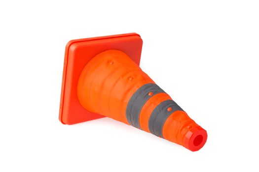 Foldable safety cone isolated on white background