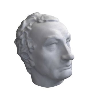 Monochrome 3D rendering illustration of head bust classical sculpture isolated on white background