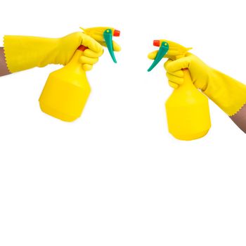 hand with spray bottle