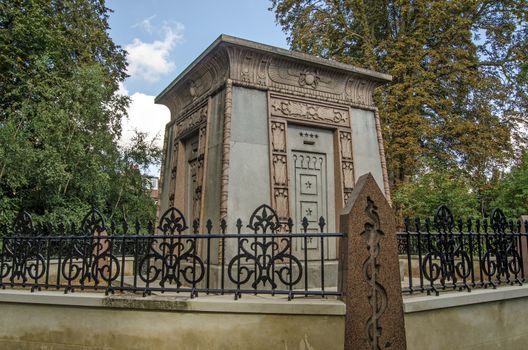 The landmark Kilmorey Mausoleum in St Margarets, Twickenham.  Built for the 2nd Earl of Kilmorey for himself and his mistress Priscilla Anne Hoste to be buried in, constructed in the 1850's.  It is Ancient Egyptian in style.