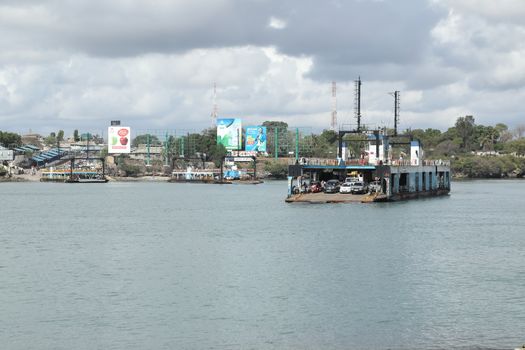 Ferries Crossing The New Harbor Of Mombasa, Kenya