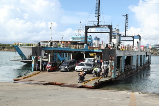 Ferries Crossing The New Harbor Of Mombasa, Kenya