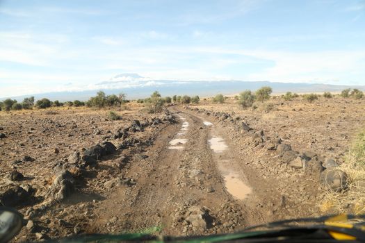 Damaged Rural Road Texture Masai Mara Kenya Africa