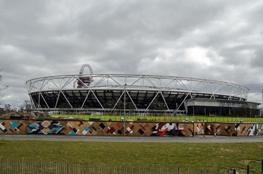 View of the London Stadium in Stratford.  Once home to the Olympic Games, now the base for West Ham football club.