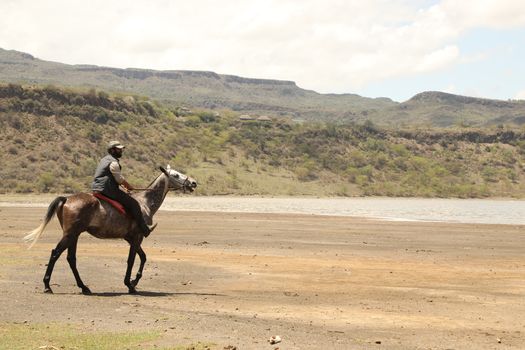 Horse Riding in water Masai Mara Kenya Africa