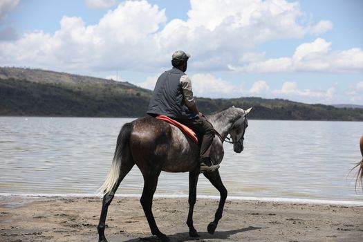 Horse Riding in water Masai Mara Kenya Africa