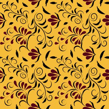 Traditional Russian vector seamless pattern in khokhloma style. Can be used for banner, card, poster, invitation, label, menu, page decoration or web design