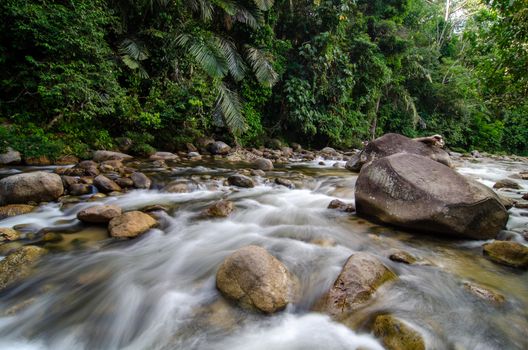 Slow motion water flow in the river at Sungai Sedim, Kedah.