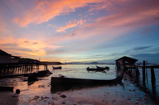 Amazing sunrise over Jelutong dove jetty.