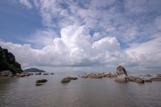 Coastal rock beside the beach at Permatang Damar Laut, Penang.