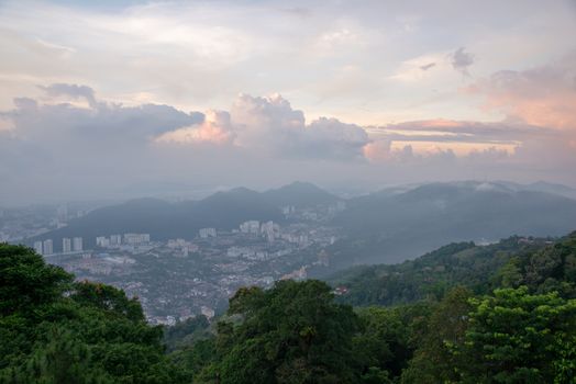 Farlim down view from Penang Hill during hazy day.