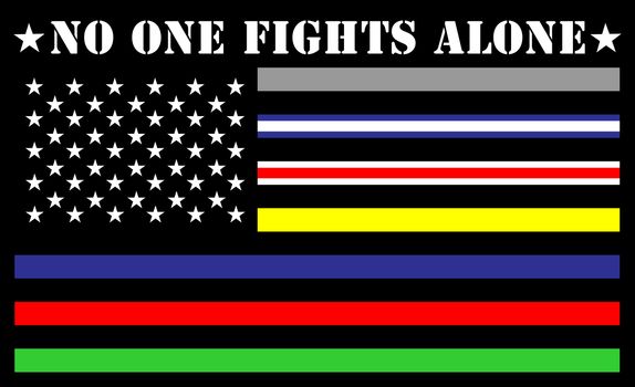 no one fights alone united states of america thin lines flag
