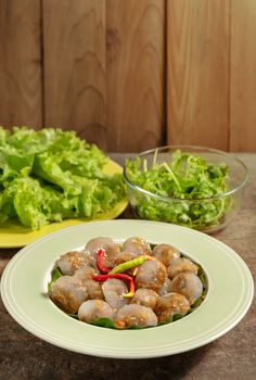 Saku Sai Moo or Steamed Tapioca Dumplings with Pork