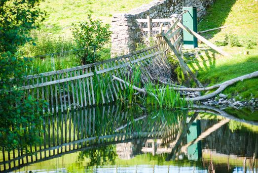 Deer gates on the river Bela Dallam Park UK