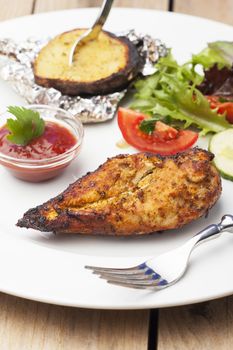 grilled chicken breast with salad