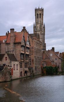 Historic buildings along the canals of Bruges, Belgium