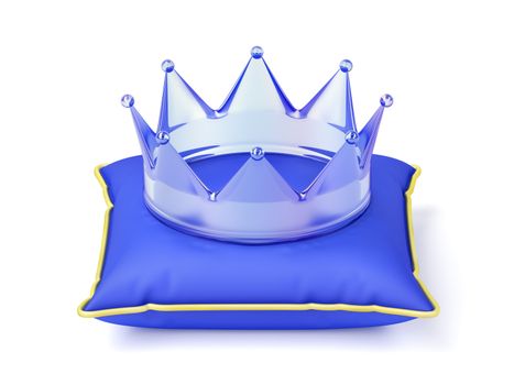 Crystal crown on blue pillow
