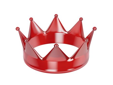 Red crystal crown isolated on white background