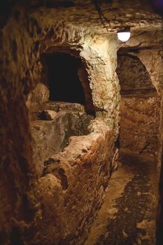 Ancient christian cemetery catacombs of Saint Paul. Famous historical landmark in Rabat, Malta.