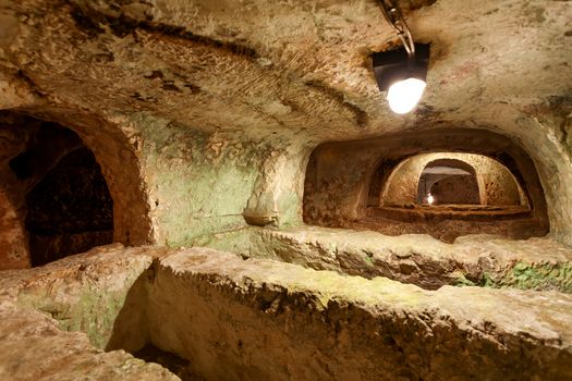 Ancient christian cemetery catacombs of Saint Paul. Famous historical landmark in Rabat, Malta.