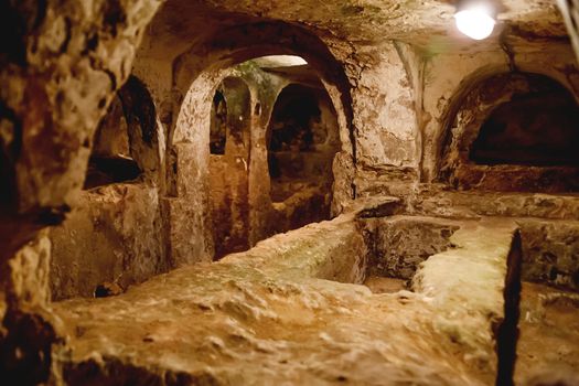 Ancient christian cemetery catacombs of Saint Paul. Famous historical landmark in Rabat, Malta.