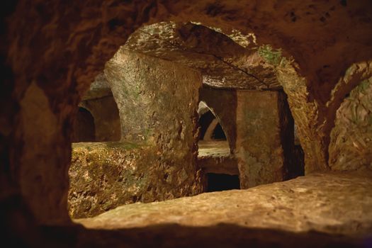 Ancient christian cemetery catacombs of Saint Paul. Famous historical landmark in Rabat, Malta.