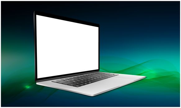 mock up illustration of laptop on abstract background