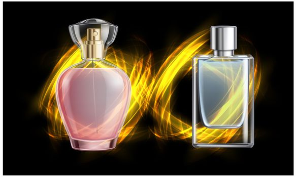 mock up illustration of couple perfume on abstract background