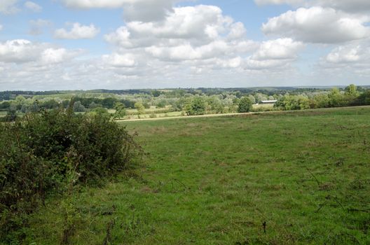 Rolling hills of West Berkshire, part of the English countryside.  Viewed from Aldermaston on a sunny day in late summer.