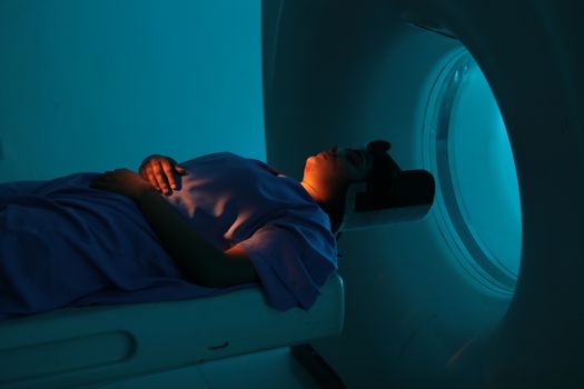 Female Patient On Ct MRI Scanner