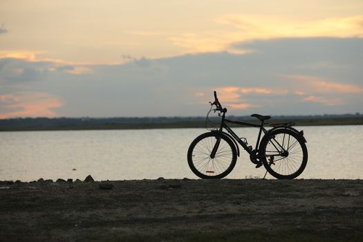 Silhouette of a Bicycle at Rural Area
