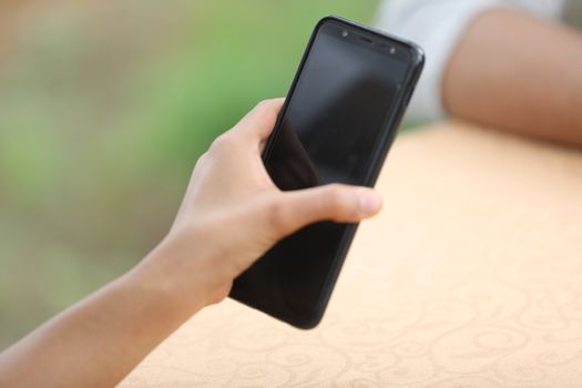 Male Model hands with cell phone