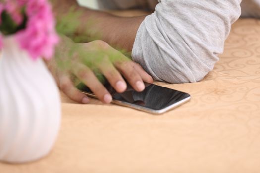 Male Model hands with cell phone