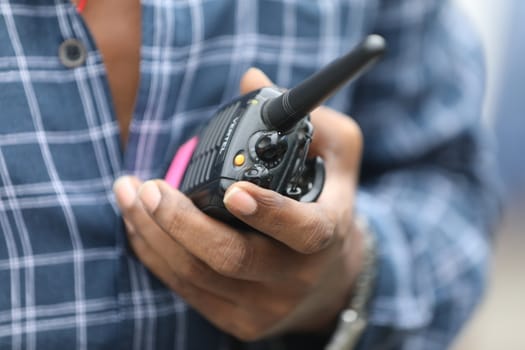 Man using walkies-talkie