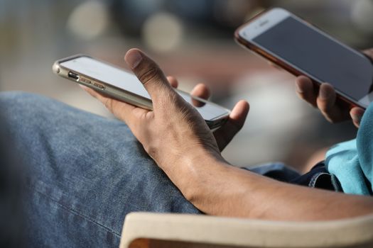 Male Model hands with cell phone