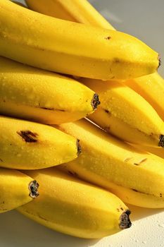 Bunch of raw ripe organic yellow bananas