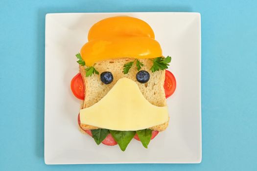 Creative Children's Breakfast With Worker Face with Protective Mask